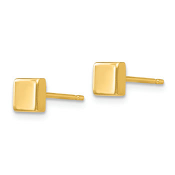 14k Yellow Gold Polished 4.5mm Square Stud Earrings