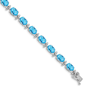 Rhodium Over 14k White Gold Blue Topaz Bracelet