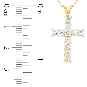 1.50ctw Diamond Cross Pendant in 14k Yellow Gold