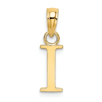 14k Yellow Gold Polished Block Letter I Initial Pendant