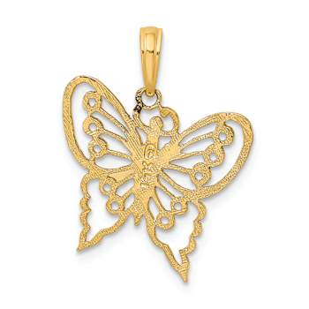 10K Yellow Gold Textured Cut-Out Butterfly Charm