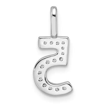 Rhodium Over 14k White Gold Diamond Number 5 Pendant