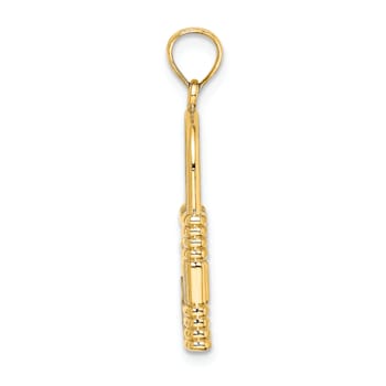 14K Yellow Gold 3D Padlock with Key Hole Charm
