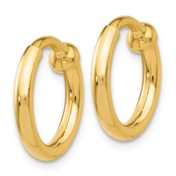 14k Yellow Gold Non-Pierced 3/8" Hoop Earrings