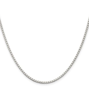Sterling Silver 2mm Box Chain with 2-inch Extension Necklace