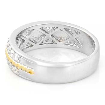 Round Moissanite Two-Tone Band Ring In 14K Gold