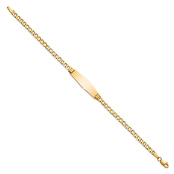 14k Yellow Gold Soft Diamond Shape Cuban Link ID Bracelet