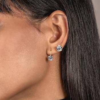 White Cubic Zirconia 14k Yellow Gold Earrings With Velvet Gift Box 2.00ctw