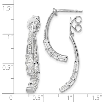 Rhodium Over 14K White Gold Lab Grown Diamond Front and Back Post Dangle Earrings