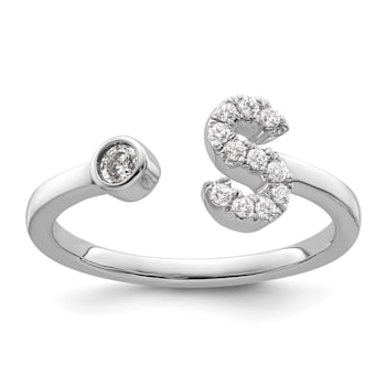 Rhodium Over 14K White Gold Lab Grown Diamond VS/SI GH, Initial S
Adjustable Ring