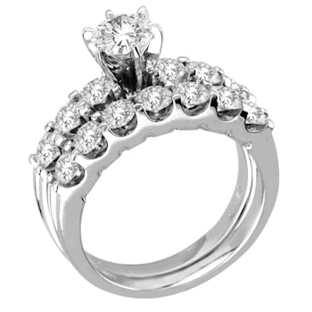 2.50ctw Diamond Engagement Ring and Wedding Band Ring in 14k White Gold