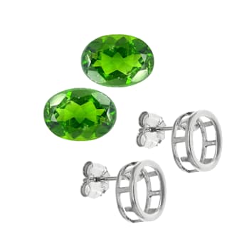 Chrome Diopside 7x5mm Oval Matched Pair 1.50ctw With Sterling Silver
Bezel Earring Casting