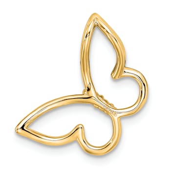 14k Yellow Gold and Rhodium Over 14k Yellow Gold Polished Butterfly
Diamond Chain Slide Pendant