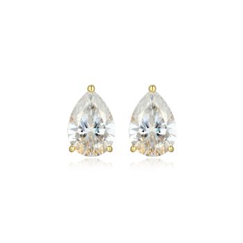 Pear Shape Moissanite 14k Yellow Gold Over Silver Stud Earrings 4.20ctw DEW