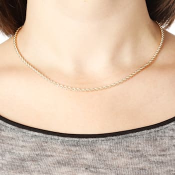 14K Yellow Gold 2.5 mm Diamond Cut Rope Chain 18 Inch Necklace