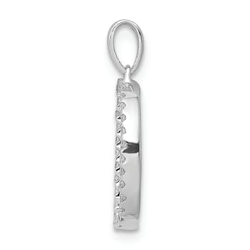 Rhodium Over 14K White Gold Diamond Letter D Initial Pendant