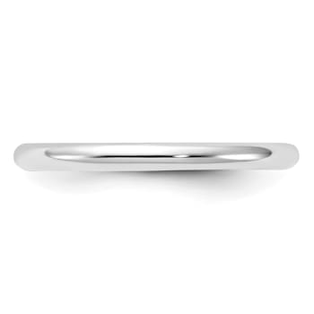 Rhodium Over Sterling Silver 2mm Half-Round Band