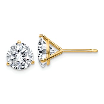 14K Yellow Gold 2.50ct. 7.0mm Round J-K Color Moissanite Earrings