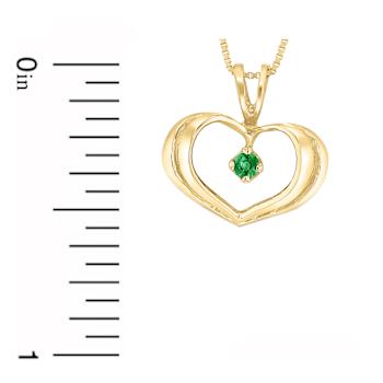 0.05ct Emerald Heart Pendant in 14k Yellow Gold