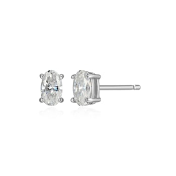 Oval Moissanite Platineve Stud Earrings 0.52ctw DEW