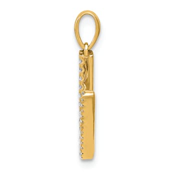 14K Yellow Gold Diamond Letter V Initial Pendant
