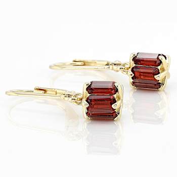 Garnet Geometric Dangle Earrings In 18K Gold Over Sterling Silver 3.40ctw