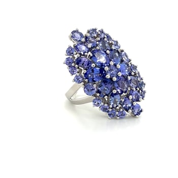 Rhodium Over Sterling Silver Mixed Shape Tanzanite Ring 4.97ctw