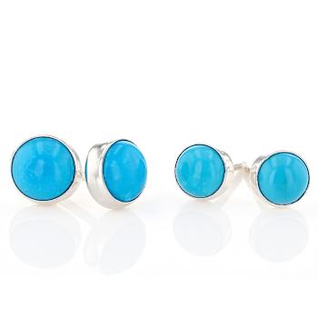 Turquoise Sterling Silver Stud Earring Set Of Two Pairs 5mm And 6mm