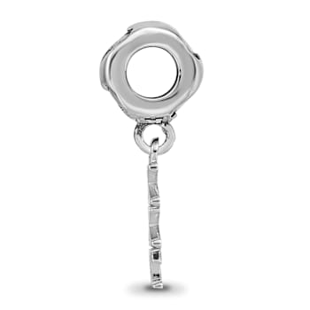 Rhodium Over Sterling Silver LogoArt Kappa Kappa Gamma Vertical with
Heart Bead