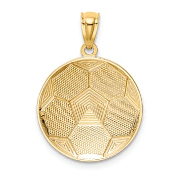 14k Yellow Gold Textured Soccer Ball Pendant