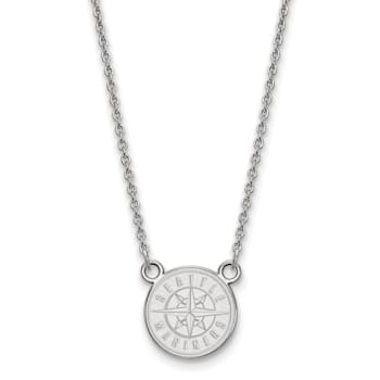 Rhodium Over Sterling Silver MLB LogoArt Seattle Mariners Pendant Necklace