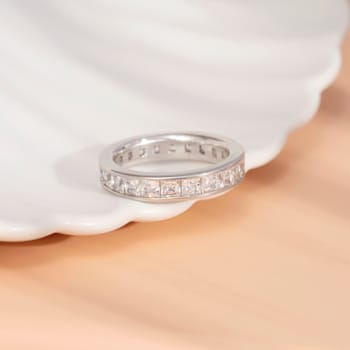 White Cubic Zirconia Platinum Over Sterling Silver Ring 3.54ctw