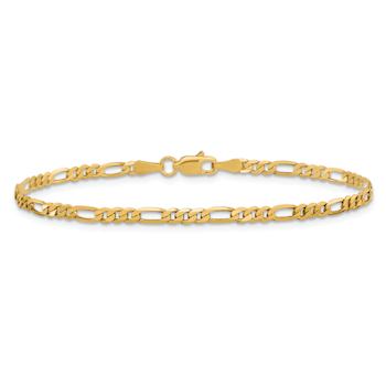 10k Yellow Gold 2.75mm Flat Figaro Link Bracelet