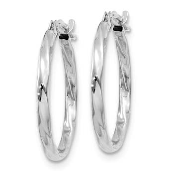 Rhodium Over 14k White Gold 1/2" Twisted Hoop Earrings