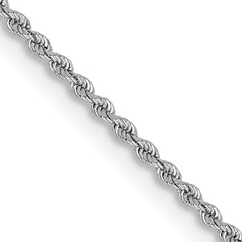 Rhodium Over 14k White Gold 2mm Solid Rope 22 Inch Chain