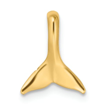 14k Yellow Gold Mini Whale Tail Chain Slide Pendant