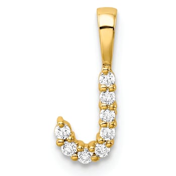 14K Yellow Gold Lab Grown Diamond Letter J Initial Pendant
