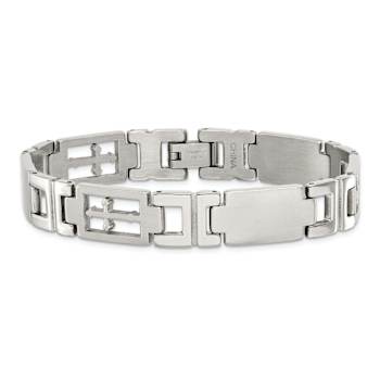 Stainless Steel Brushed and Polished Cross Bracelet
