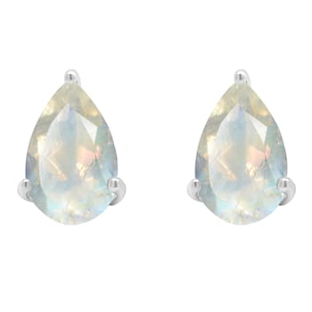 8x5mm Pear Shape Moonstone Rhodium Over Sterling Silver Stud Earrings