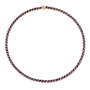 Purple African Amethyst 18k Yellow Gold Over Sterling Silver Tennis
Necklace 15.25ctw