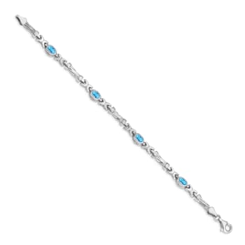 Rhodium Over 14k White Gold Blue Topaz Bracelet