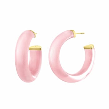14K Yellow Gold Over Sterling Silver Small Illusion Acrylic Hoop
Earrings in Ballerina Slipper