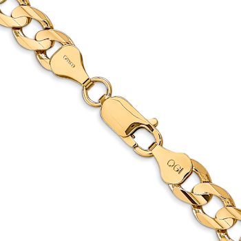 14k Yellow Gold 6.75mm Solid Open Concave Curb 18 Inch Chain