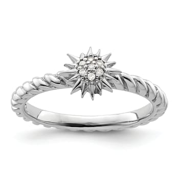 Sterling Silver Stackable Expressions Diamond Star Ring 0.035ctw