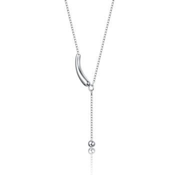 Minimalist Curved Bar Y-Necklace In Sterling Silver