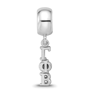 Rhodium Over Sterling Silver LogoArt Gamma Phi Beta Vertical Letters Bead