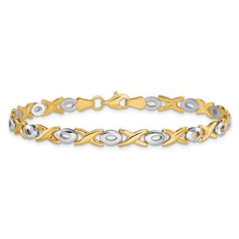 14K Two-tone Gold Polished 5mm Fancy Link Bracelet