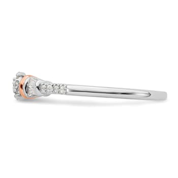 14K Two-tone White and Rose Gold Cluster Diamond Engagement Ring 0.11ctw