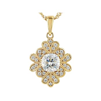 Diamond Simulant Pendant Necklace In 18K Gold Over Sterling Silver 3.92ctw