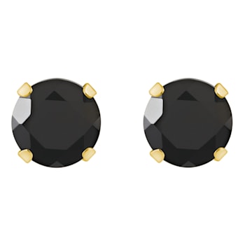 5mm Round Black Onyx 10k Yellow Gold Stud Earrings